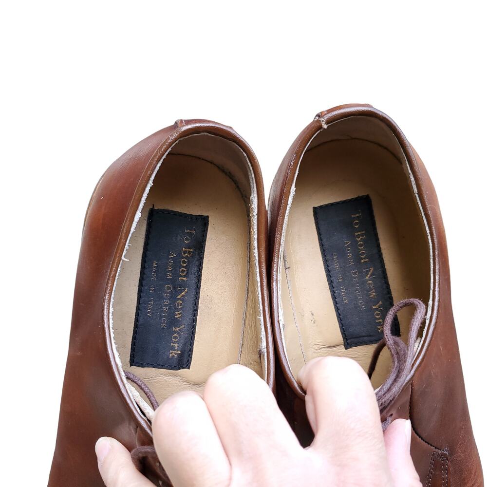 To Boot New York Brown Leather Lace Up Loafer Shoe Made in Italy Sz 8.5 - Picture 7 of 12